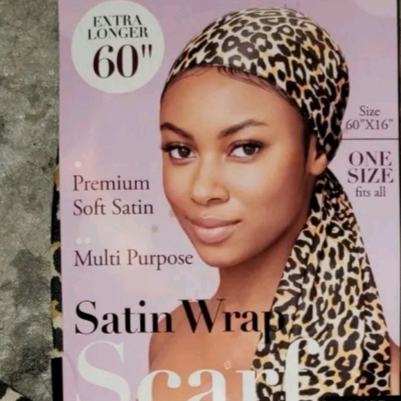 Leopard Satin Head Wrap/Scarf - Picture 1 of 3